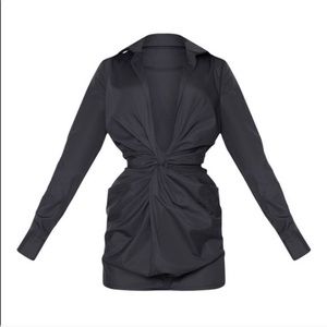 Black Plunge Knot Front Shirt Dress size 6 US